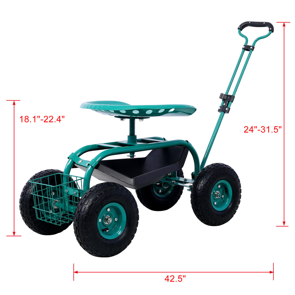 Rolling Garden Scooter Garden Cart Seat with Wheels