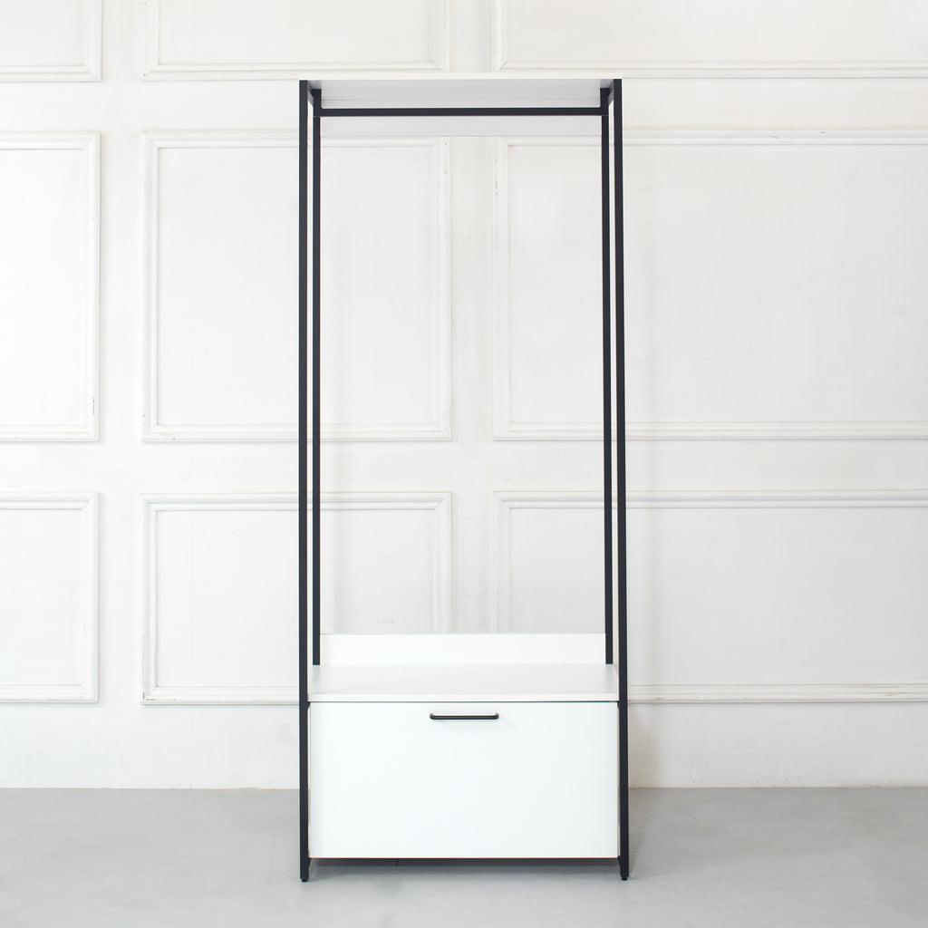 Fiona Wood and Metal Walk-in Closet with One Drawer