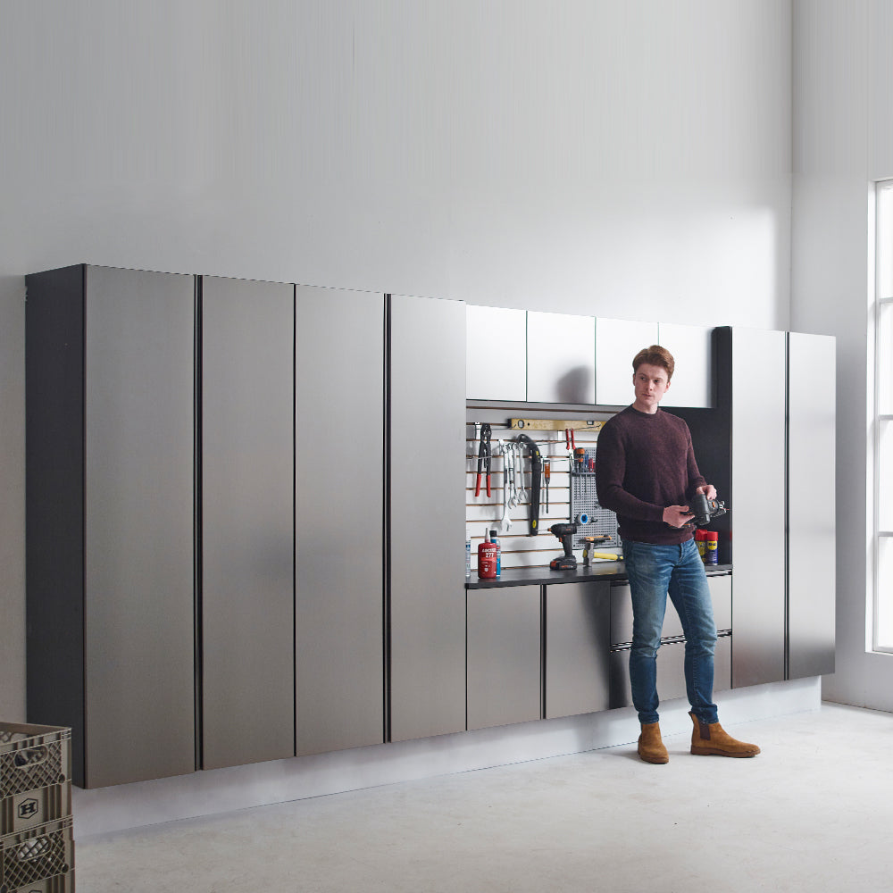 Nova Series Wood Utility Storage Garage Cabinet in Metallic