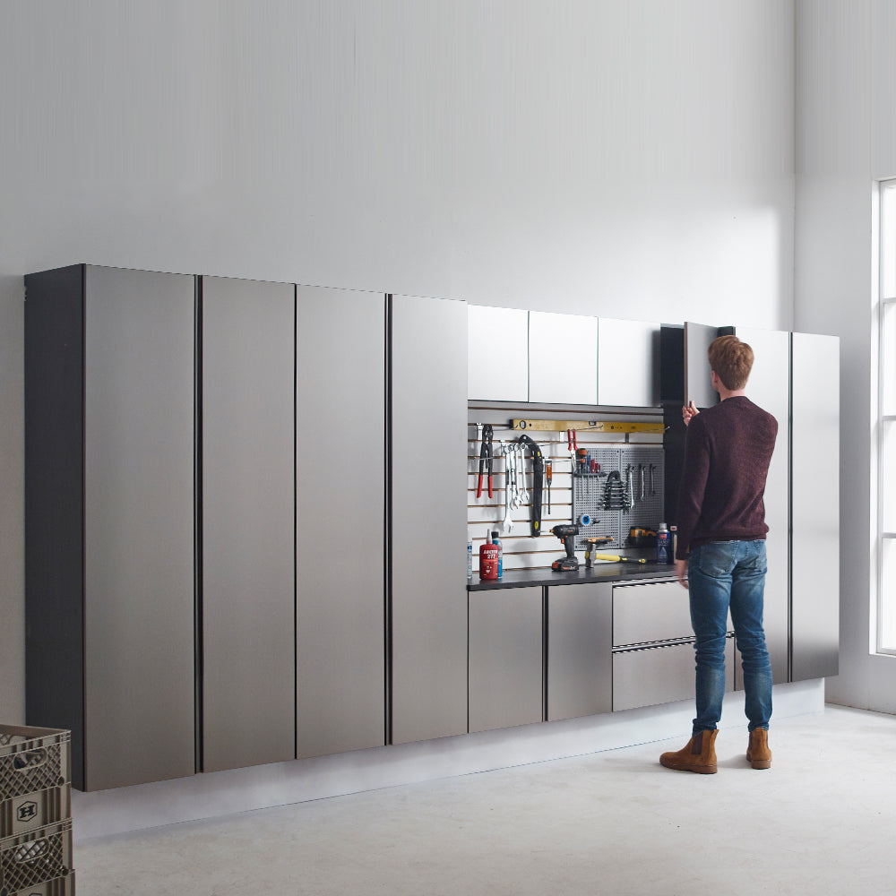 Nova Series Wood Utility Storage Garage Cabinet in Metallic