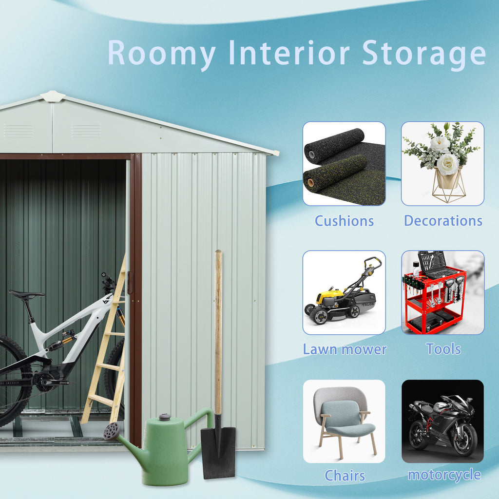 8ft x 4ft Outdoor Metal Storage Shed with Window