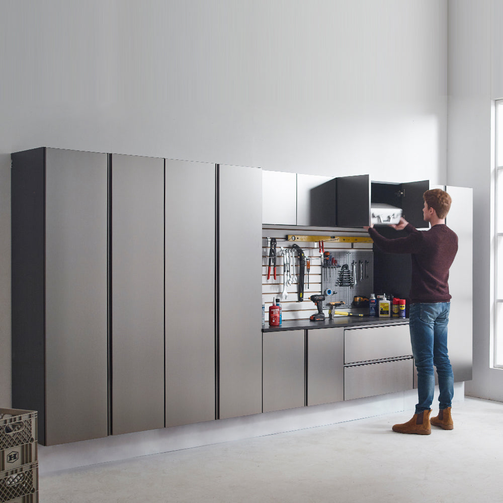 Nova Series Wood Utility Storage Garage Cabinet in Metallic