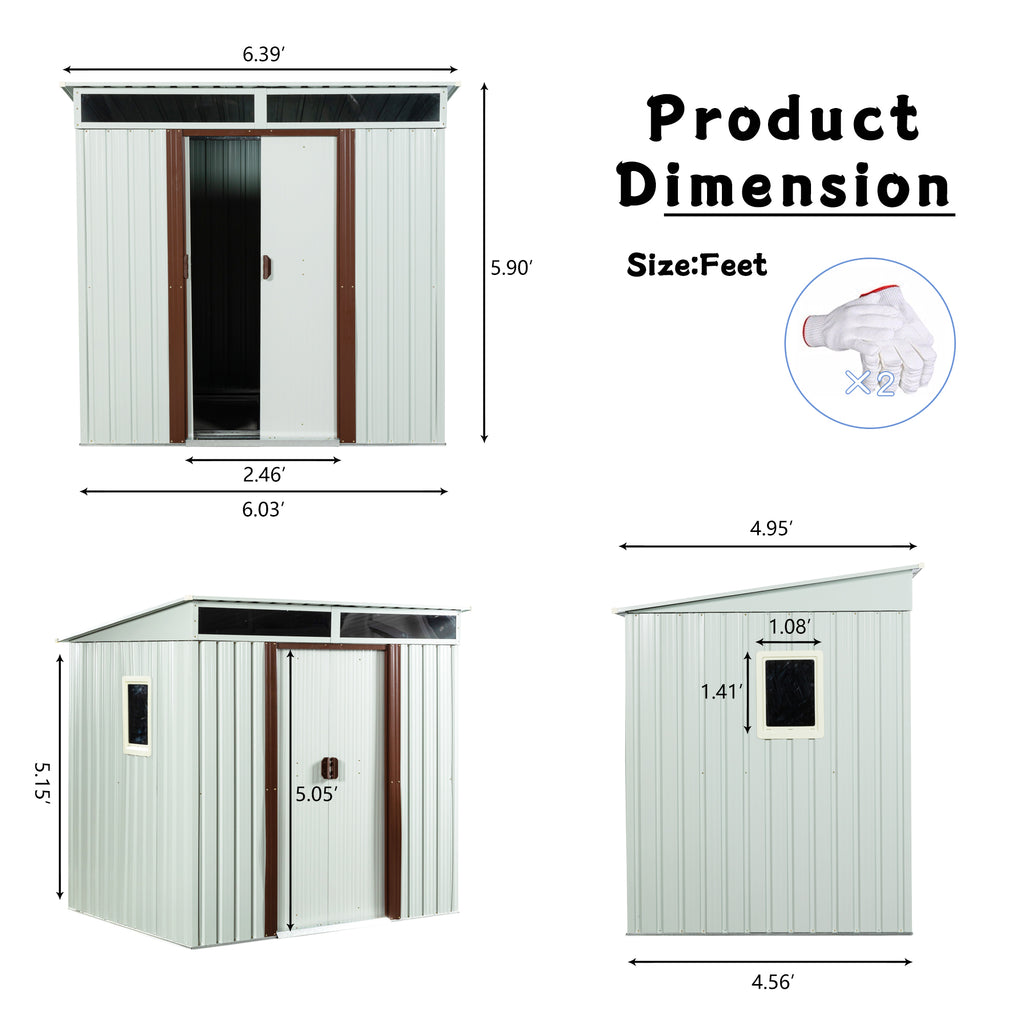6ft x 5ft Outdoor Metal Storage Shed With Window