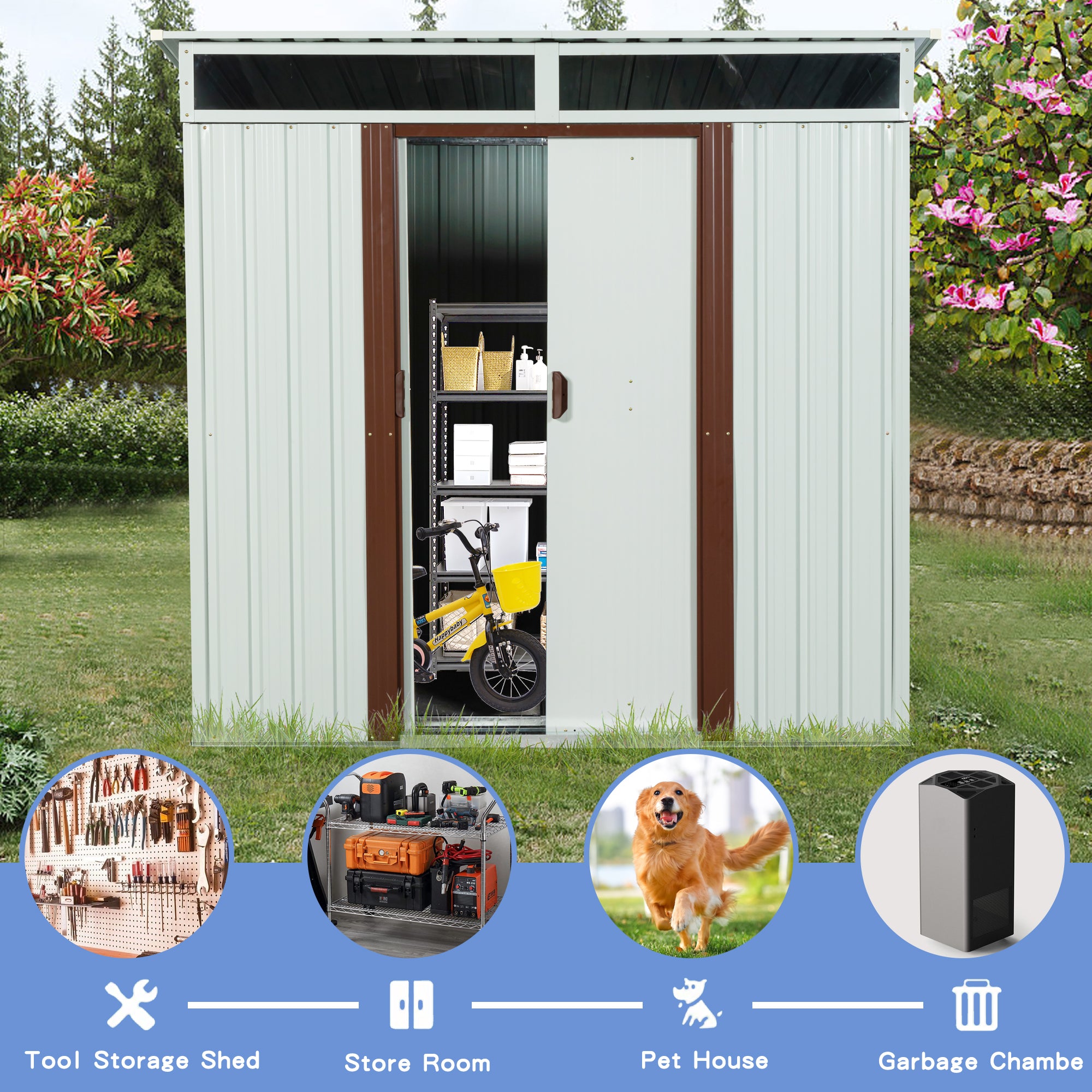 6ft x 5ft Outdoor Metal Storage Shed With Window