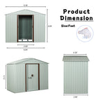 6ft x 5ft Outdoor Metal Storage Shed with Metal Foundation