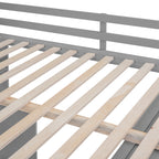 Full Size Loft Bed with Drawers, Desk, and Wardrobe - Gray