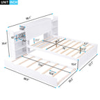 Full Size Storage Platform Bed with Pull Out Shelves and Twin Size Trundle