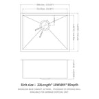 23 x 18 x 9 Inch Undermount Sink - Single Bowl Stainless Steel Kitchen Sink
