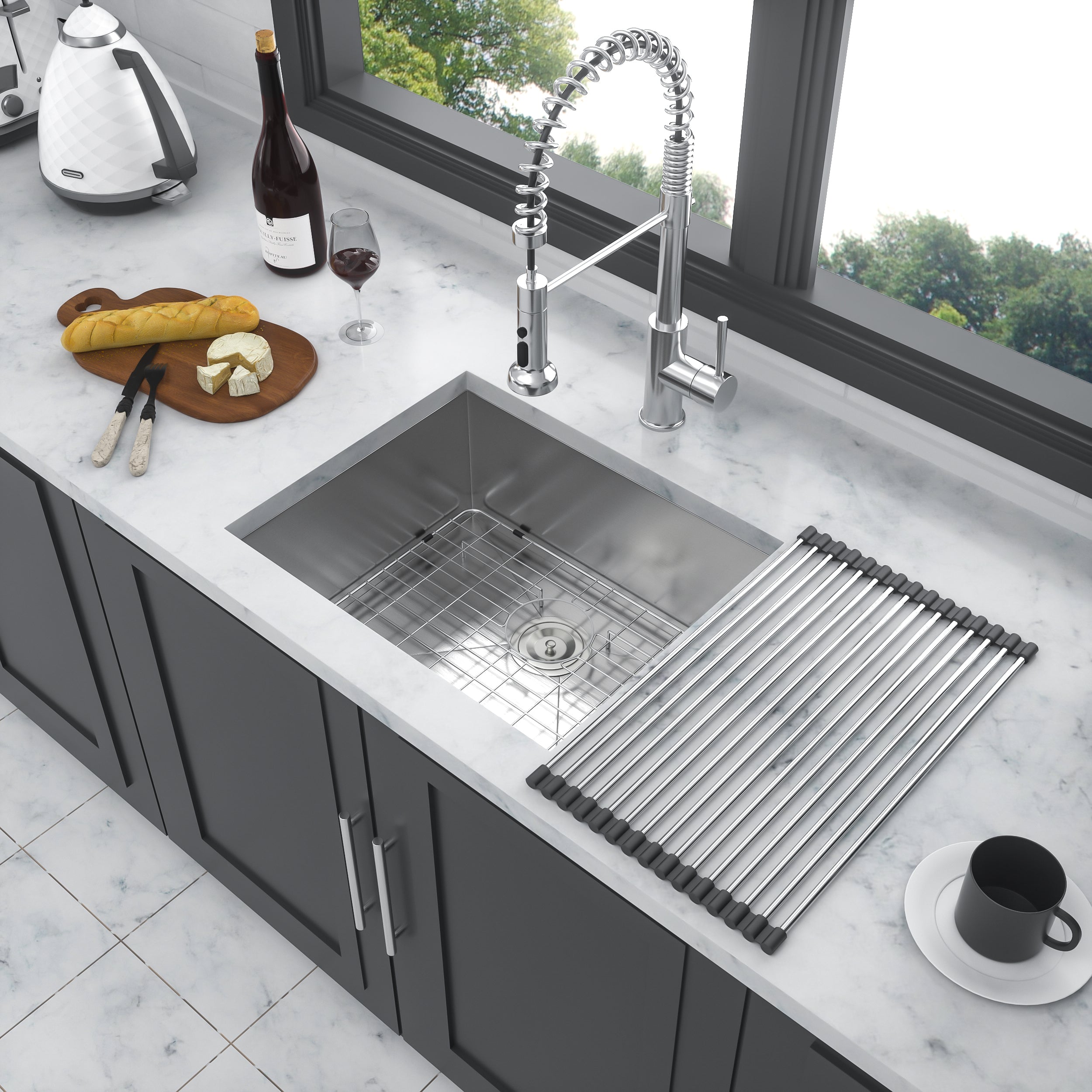 23 x 18 x 9 Inch Undermount Sink - Single Bowl Stainless Steel Kitchen Sink