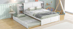 Full Size Storage Platform Bed with Pull Out Shelves and Twin Size Trundle