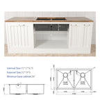 Undermount Double Bowl Kitchen Sink (50/50) in 16 Gauge Stainless Steel