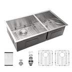 16 Gauge Stainless Steel Undermount Double Bowl Kitchen Sink