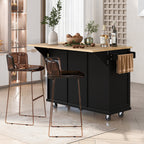 Kitchen Cart with Rubber Wood Drop-Leaf Countertop