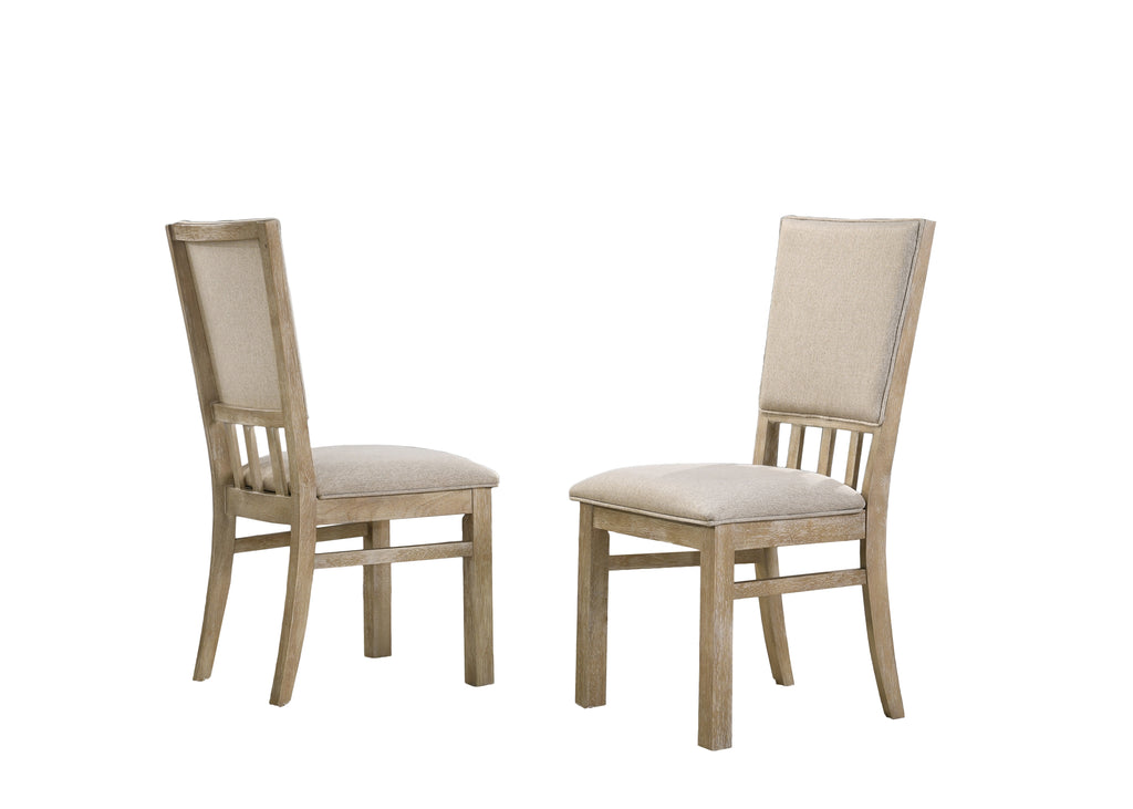 Brutus Set of 2 Reclaimed Wheat Contemporary Fabric Dining Chairs