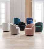 Velvet Fabric Swivel Accent Armchair Barrel Chair