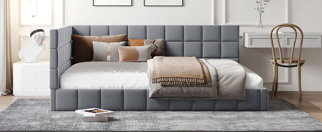 Full Size Upholstered Daybed/Sofa Bed Frame - Gray Velvet