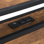 King Size Metal Platform Bed Frame with Wooden Headboard