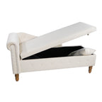Beige Chaise Lounge Indoor Velvet Lounge Chair with Storage