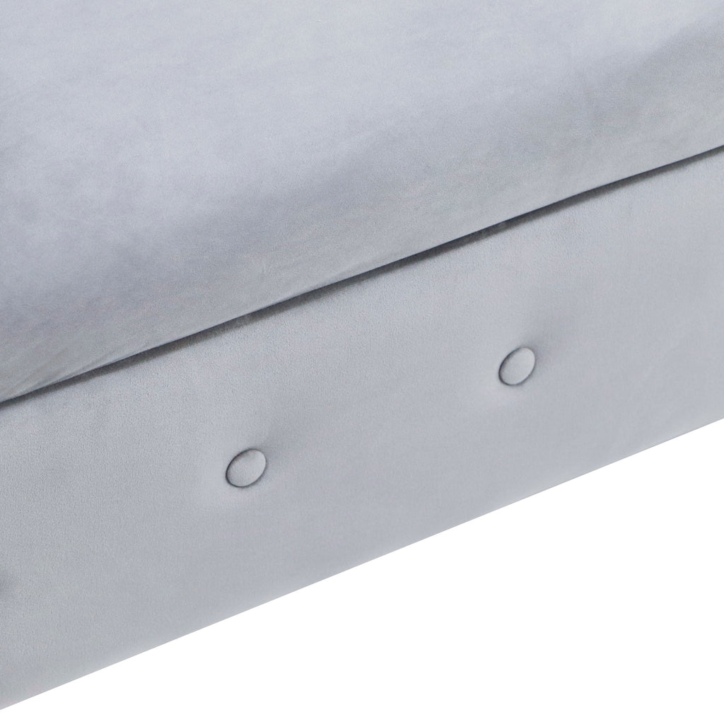 Grey Velvet Chaise Lounge with Storage