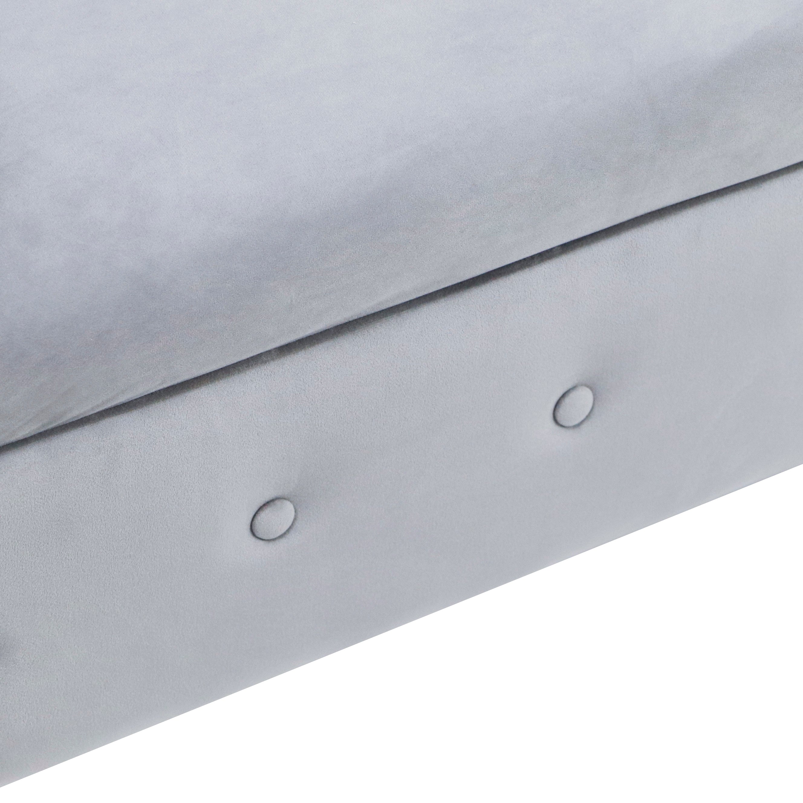Grey Velvet Chaise Lounge with Storage