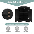 Black Triangle Bathroom Storage Cabinet with Adjustable Shelves