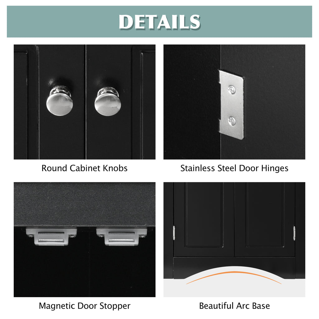 Black Triangle Bathroom Storage Cabinet with Adjustable Shelves