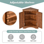 Brown Triangle Bathroom Storage Cabinet with Adjustable Shelves