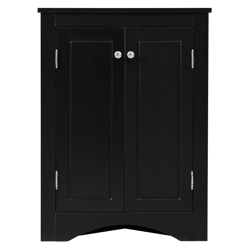 Black Triangle Bathroom Storage Cabinet with Adjustable Shelves