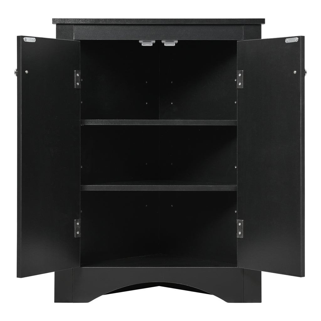 Black Triangle Bathroom Storage Cabinet with Adjustable Shelves