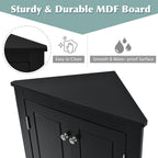 Black Triangle Bathroom Storage Cabinet with Adjustable Shelves