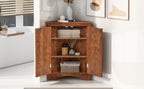 Brown Triangle Bathroom Storage Cabinet with Adjustable Shelves