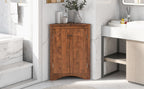 Brown Triangle Bathroom Storage Cabinet with Adjustable Shelves