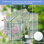 6X10FT Polycarbonate Greenhouse with Raised Base