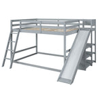 Full Over Full Bunk Bed with Ladder, Slide and Shelves