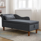 Black Chaise Lounge Indoor with Storage & Pillow