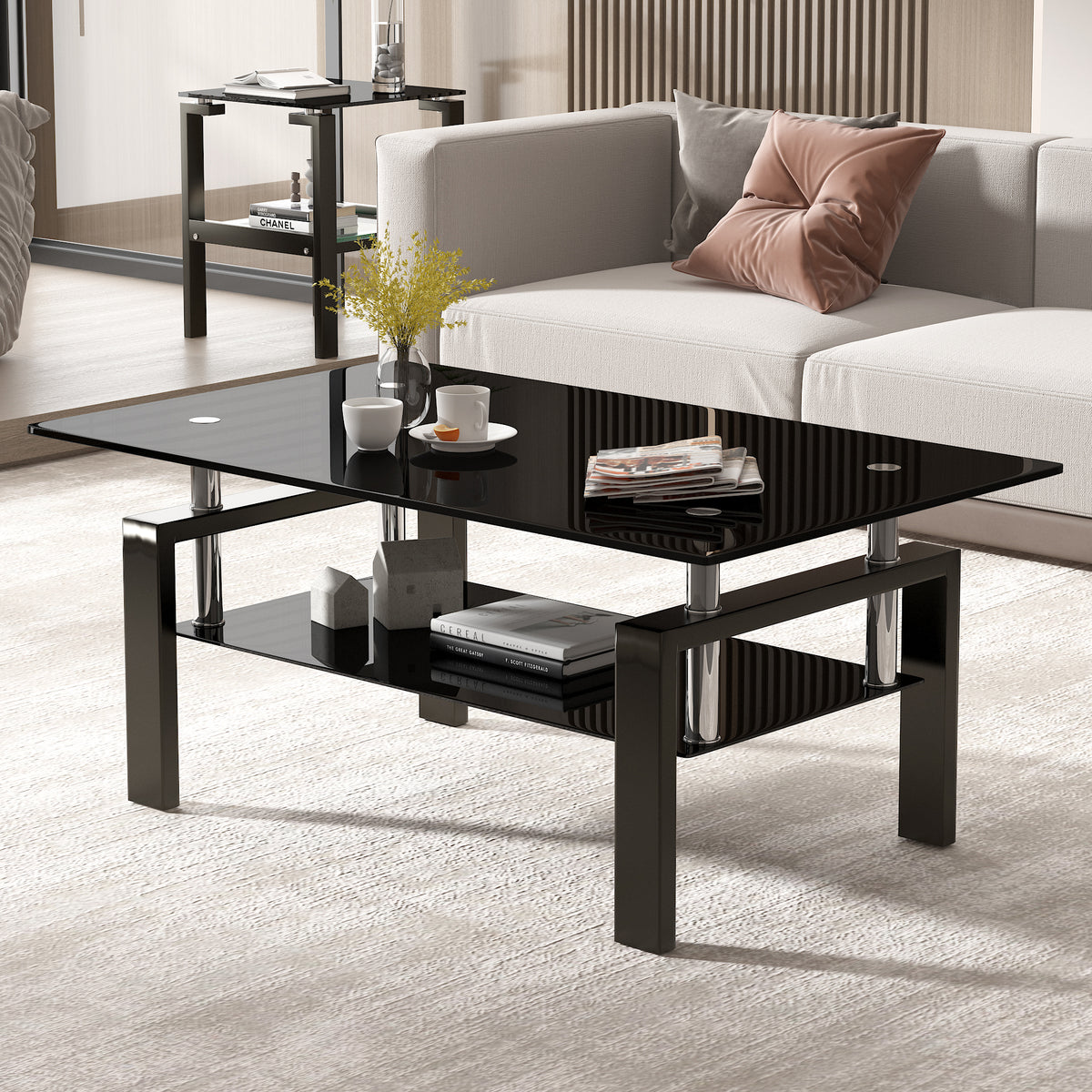 Tempered Black Glass Coffee Table