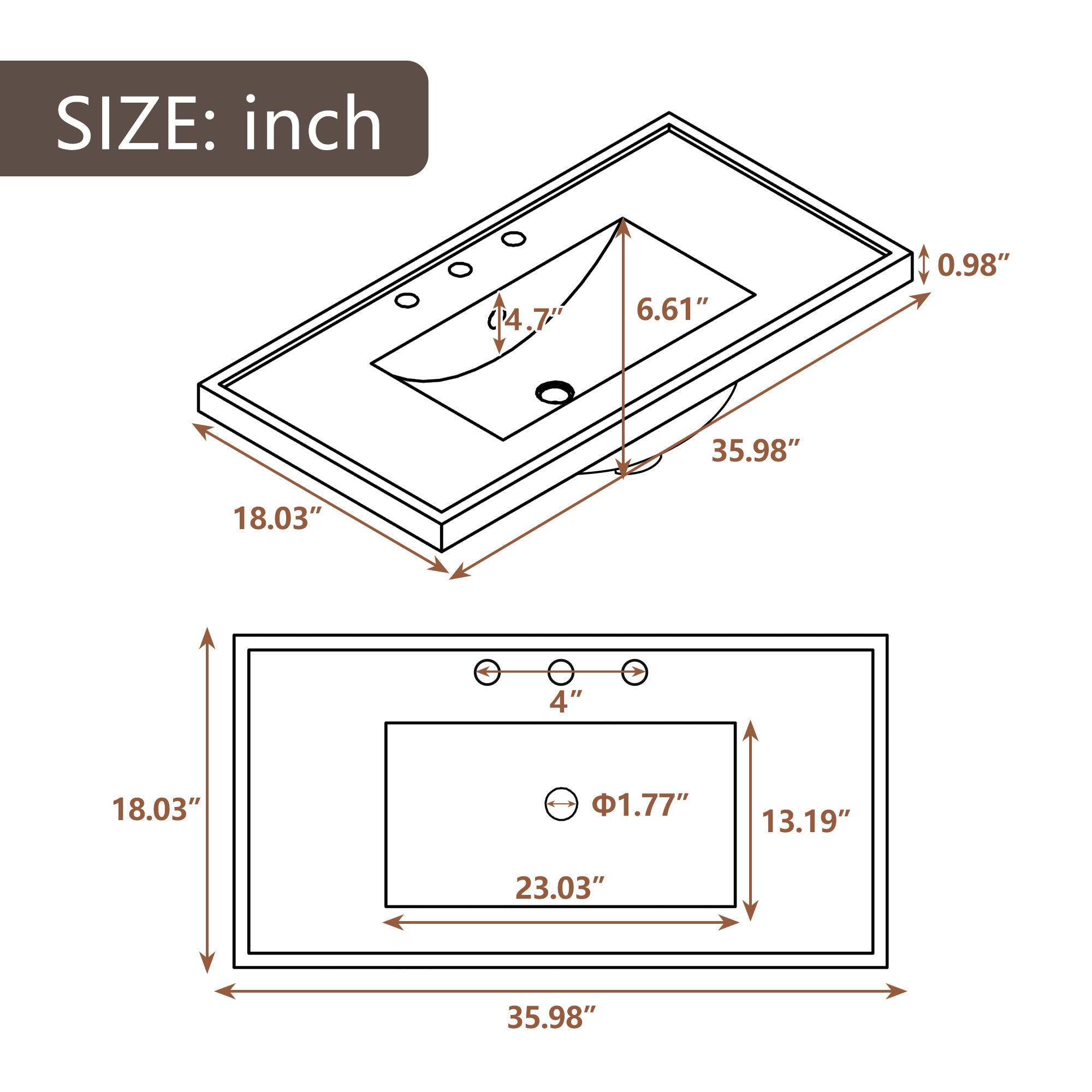 36" Bathroom Vanity with Sink Combo