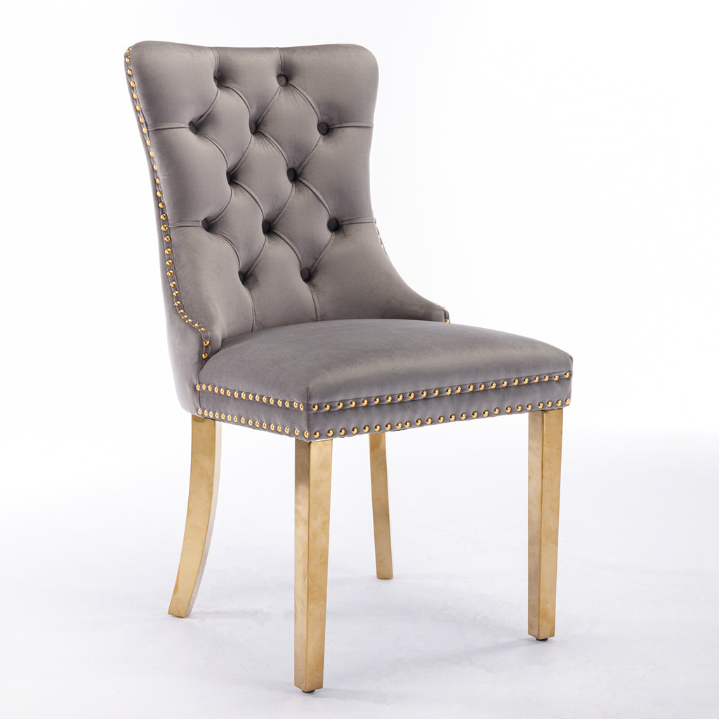 Nikki Collection Velvet Upholstered Dining Chair Set of 2