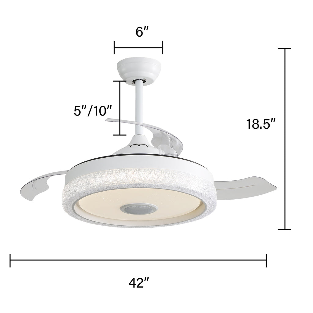 42 Inch Modern Invisible Ceiling Fan