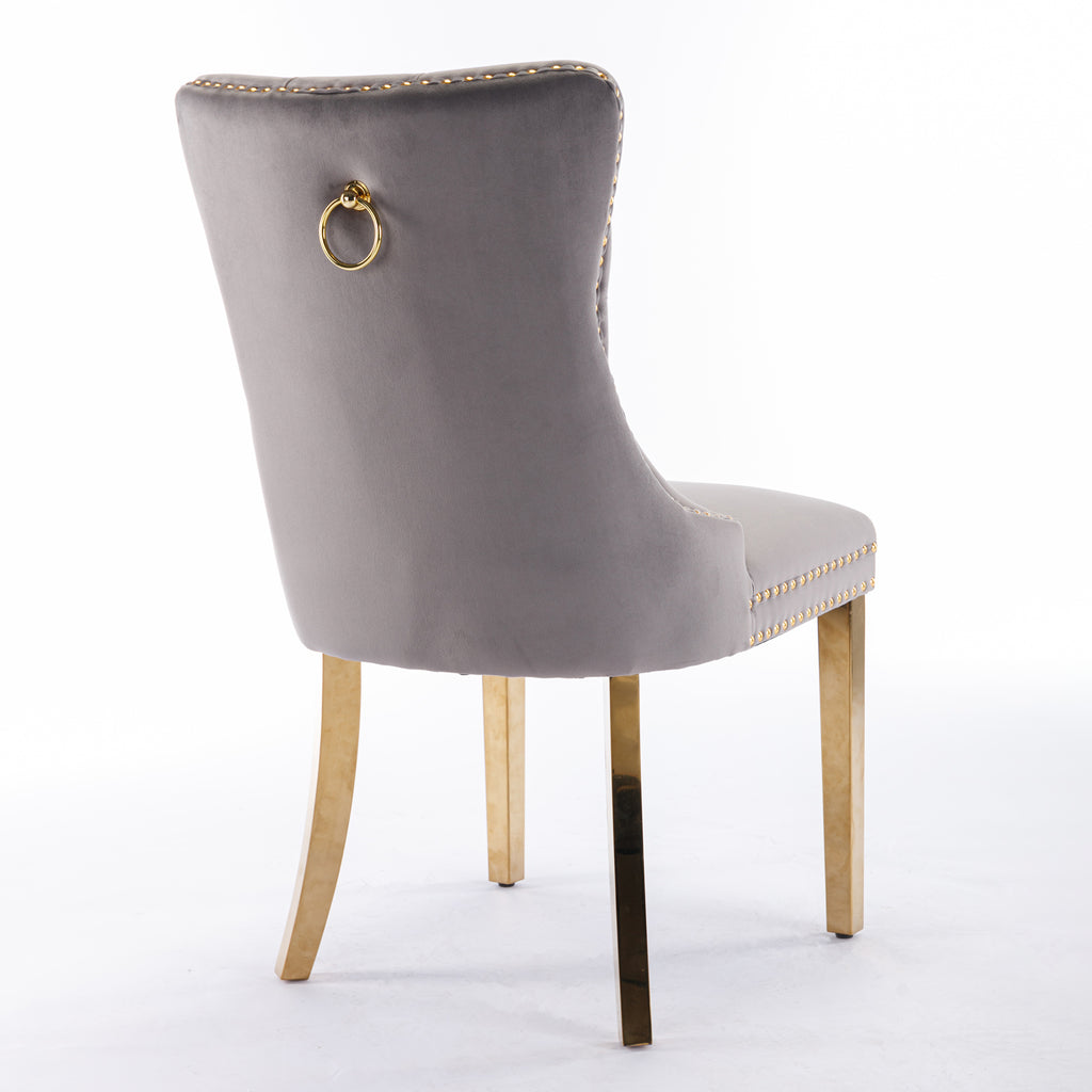 Nikki Collection Velvet Upholstered Dining Chair Set of 2