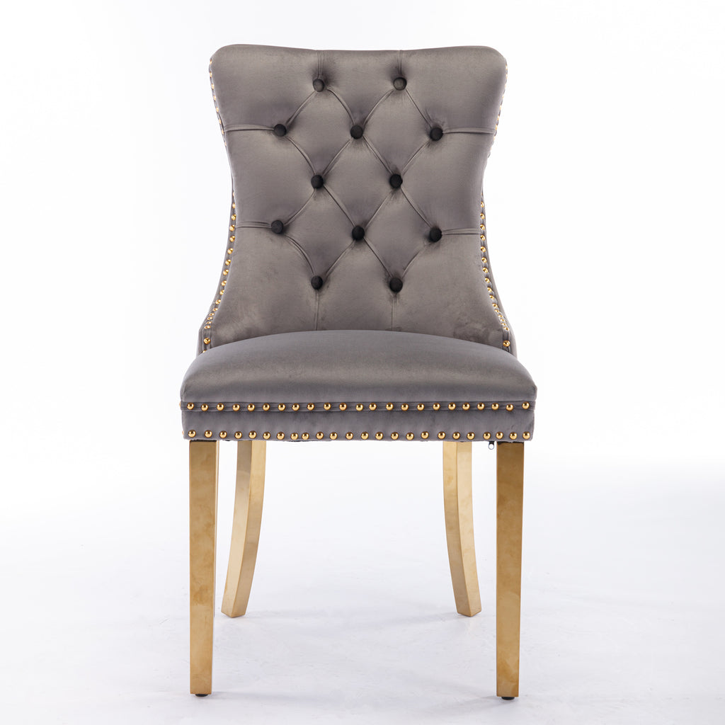 Nikki Collection Velvet Upholstered Dining Chair Set of 2