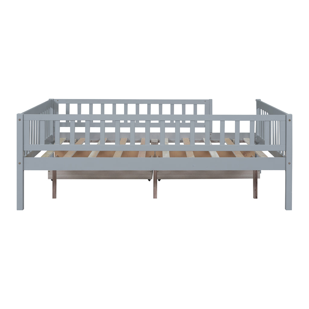 Full Size Daybed Wood Bed with Two Drawers