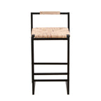 Set of 2 Water Hyacinth Woven Bar Stools with Back Support