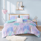 Full/Queen Watercolor Tie Dye Printed Comforter Set