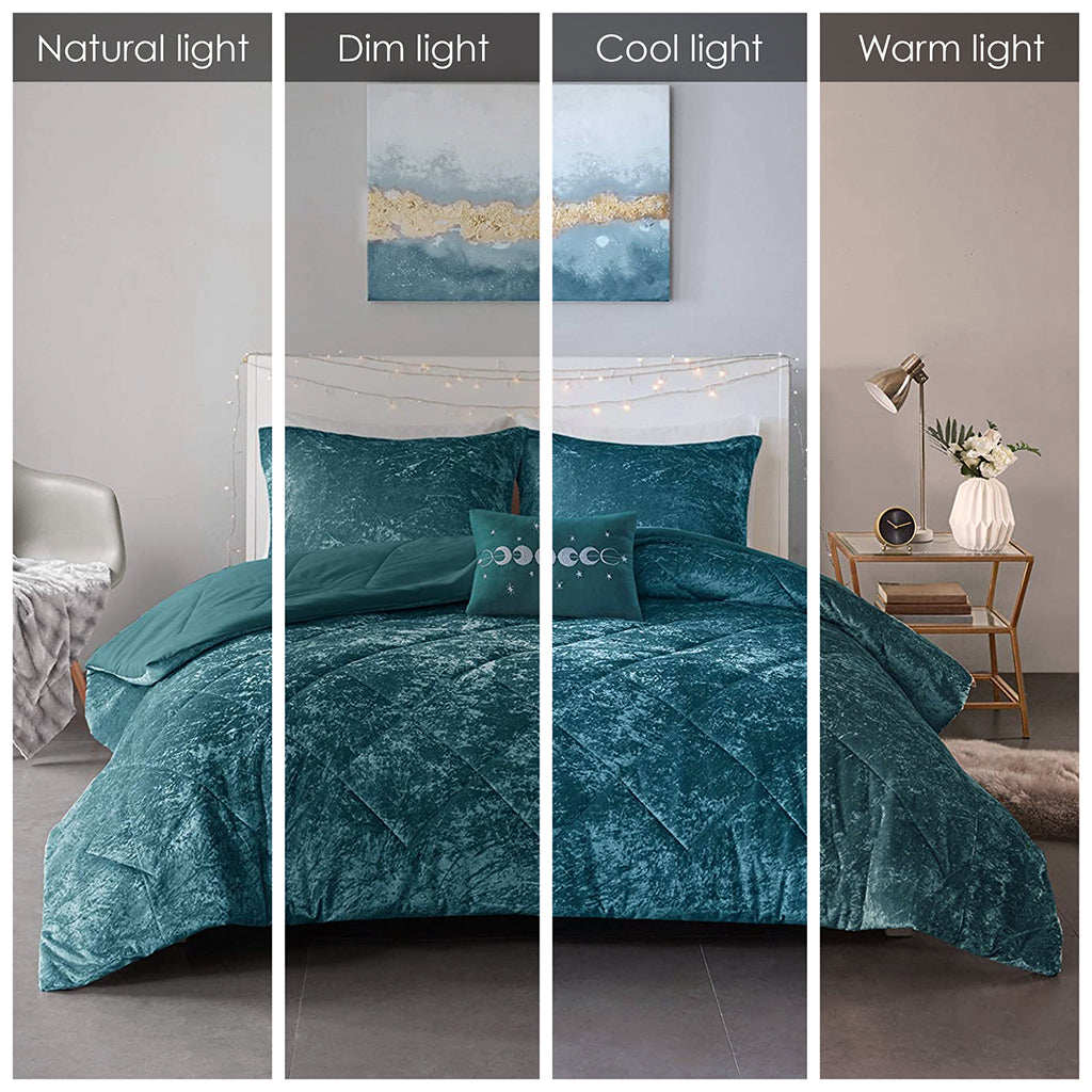 Full/Queen Velvet Comforter Set with Throw Pillow