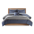 Queen Striped Comforter Set with Bed Sheets