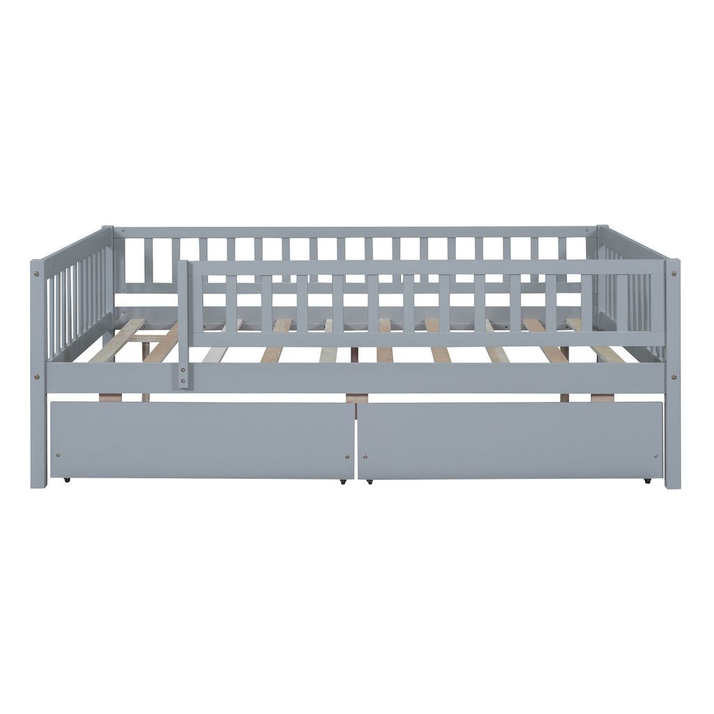 Full Size Daybed Wood Bed with Two Drawers