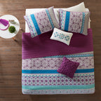 Full/Queen Reversible Quilt Set with Throw Pillows