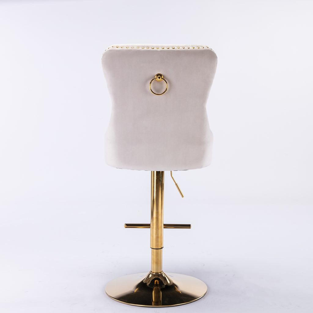 Thick Golden Swivel Velvet Barstools
