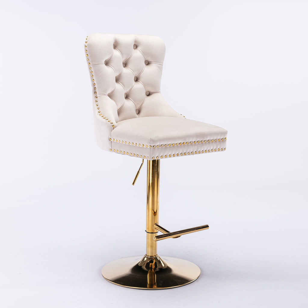 Thick Golden Swivel Velvet Barstools
